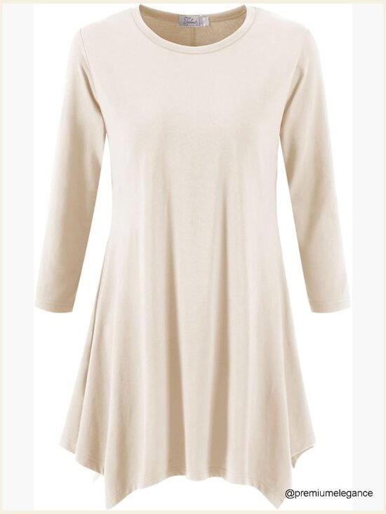 Tops - Women's Swing Tunic Top 3/4 Sleeve Loose T-Shirt Dress